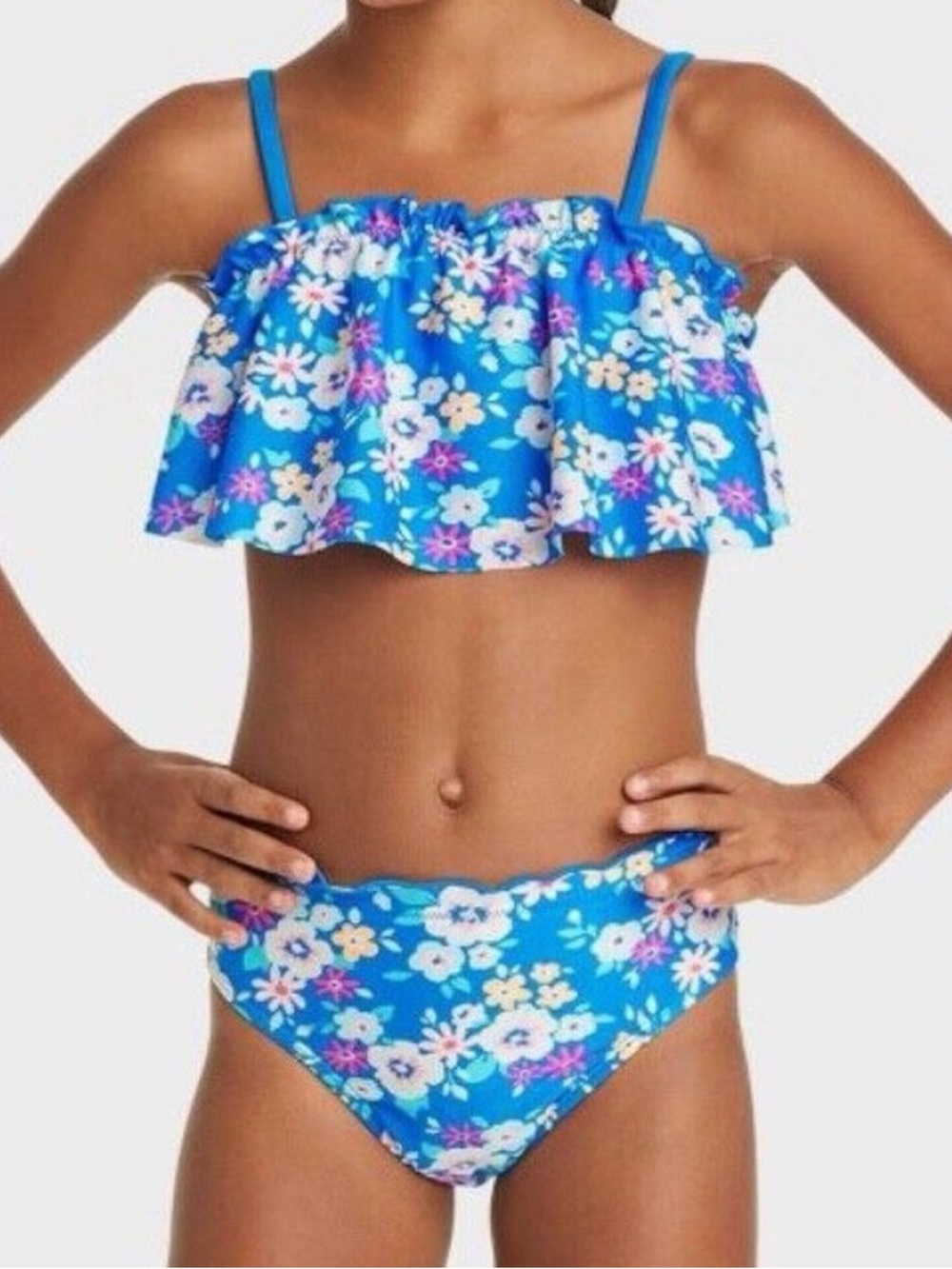 Cat & Jack Girls’ Two Piece Flounce Floral Bikini Swimsuit